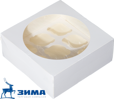 картинка Коробка для маффинов с ложементом Muf 9 Pro Window White (100 шт) от Торговой Компании "Зима"