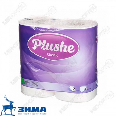 картинка Туалетная бумага "PLUSHE Classic" белая 2-сл.(4шт/12 уп)  от Торговой Компании "Зима"