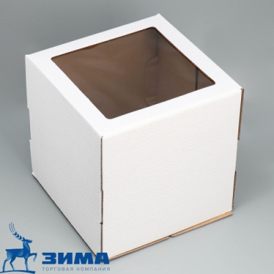 картинка Коробка для  тортов с окном 30х30х19см (50 шт) от Торговой Компании "Зима"