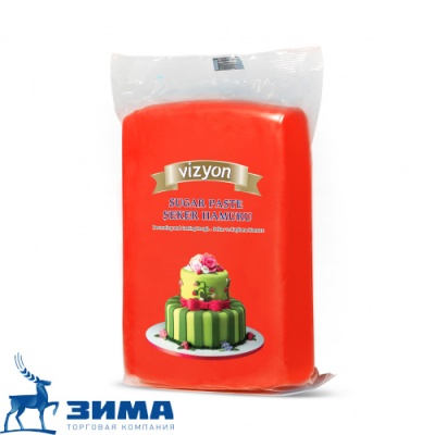 картинка Мастика Сахарное тесто красная "Визьен" (уп. 1 кг) от Торговой Компании "Зима"