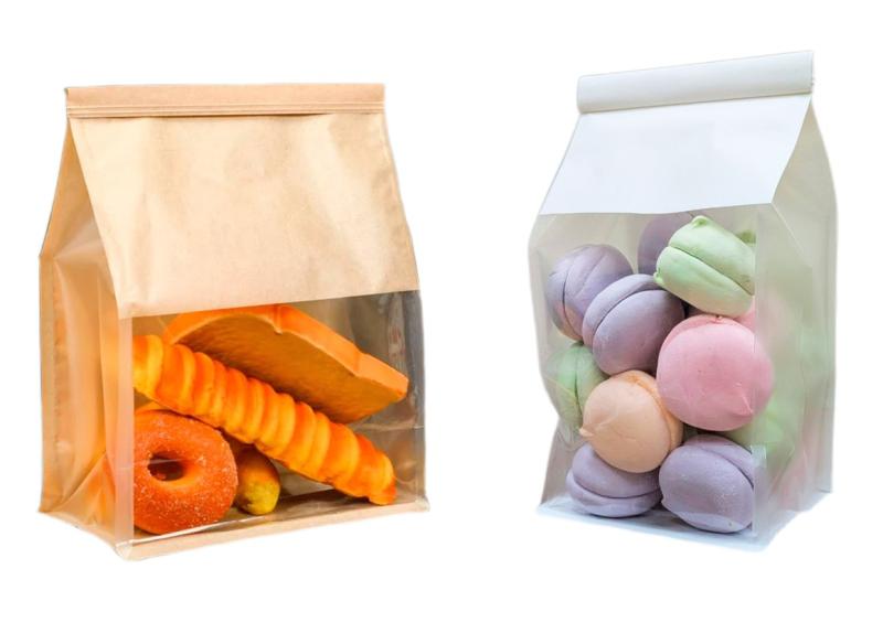 Премиальные бумажные пакеты с окном и зажимом