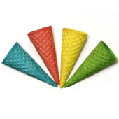 Вафельный рожок 110 ЦВЕТНОЙ АССОРТИ ровн.край (короб 225 шт) 88178