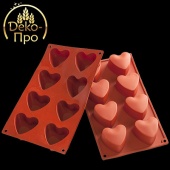 1333 Форма силиконовая СЕРДЦЕ 8 фигур d60хh35 1333 Форма силиконовая СЕРДЦЕ 8 фигур d60хh35