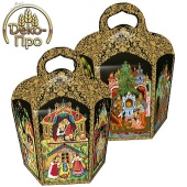 1809 Коробка из картона для кулича d 134 ПАЛЕХ черный  (упак.