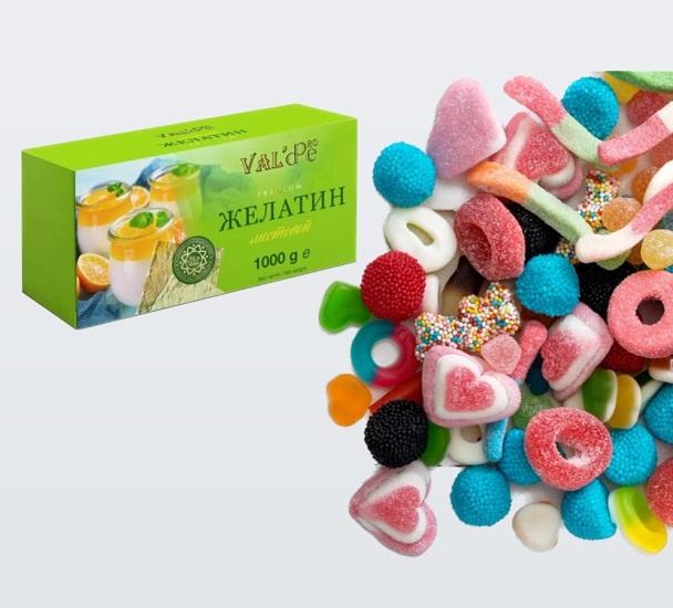 Желатин пищевой ЛИСТОВОЙ говяжий 180+bloom "VAL'DE"