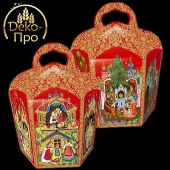 1809 Коробка из картона для кулича d 134 ПАЛЕХ красный (упак...