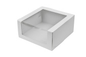 Коробка для тортов с окном 15,8х15,8х9,7 белая (25 шт)