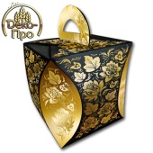 43091 Коробка для кулича d 90 мм УЗОР ХОХЛОМЫ черный (...