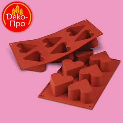 Форма силиконовая СЕРДЦЕ 6 фигур d65хh40 1332 от Торговой Компании "Зима" картинка Форма силиконовая СЕРДЦЕ 6 фигур d65хh40 1332 от Торговой Компании "Зима"