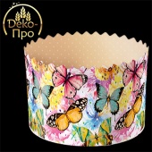 Форма бум. для кулич d134xh100 БАБОЧКИ ЦВЕТНЫЕ (1400 шт)pmK134100cBC