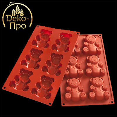 Форма силиконовая МИШКА, 6 фигур 85х70 h18 22634 от Торговой Компании "Зима" картинка Форма силиконовая МИШКА, 6 фигур 85х70 h18 22634 от Торговой Компании "Зима"