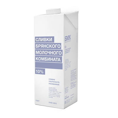 картинка Сливки питьевые ультра пастеризованные, м.д.ж. 10 %, БМК, 1000 г ЧЗ от Торговой Компании "Зима"