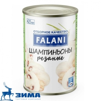 картинка Грибы резаные 425 гр FALANI ж/б (упаковка 12 шт) от Торговой Компании "Зима"