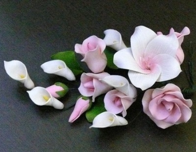 картинка Цветы из мастики (12 шт) 11135*B Большой букет розовый от Торговой Компании "Зима"