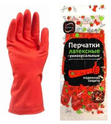 картинка Перчатки латексные с напылением с длинной манжетой красные  L (1 пара/уп 120 пар)  от Торговой Компании "Зима"