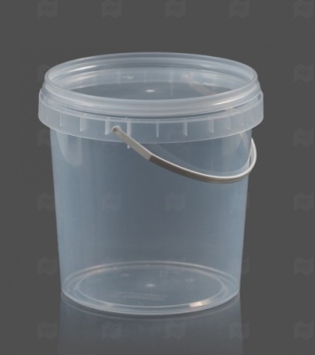 картинка Ведро п/п пищевое 0,8л ПРОЗРАЧНОЕ с белой ручкой  (150 шт)  от Торговой Компании "Зима"