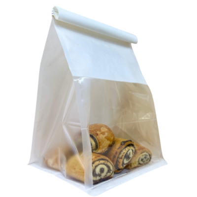 картинка Пакет бумажный  8*20*4 см с окном и зажимом БЕЛЫЙ Китай (50/1500) от Торговой Компании "Зима"