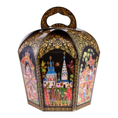 картинка Коробка для кулича d110 ПАЛЕХ черная (200 шт) 59487 от Торговой Компании "Зима"