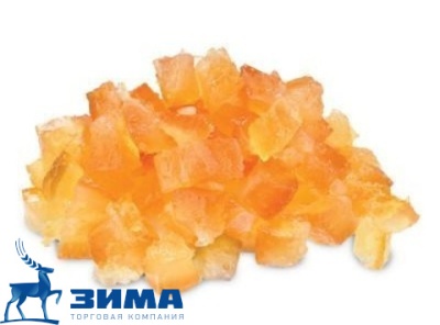 картинка Фрукты засахар. кубиками 4х4 Апельсин (коробка 5 кг) 84075 от Торговой Компании "Зима"