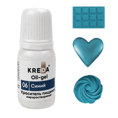 картинка Краситель жидкий Oil-gel 06 СИНИЙ, колорант жирораств.для окраш.KREDA  80 мл (1 шт)         от Торговой Компании "Зима"