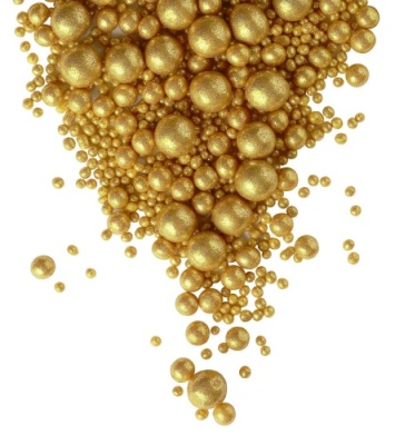 картинка ДРАЖЕ ЗЕРНОВОЕ взорванные зерна риса в цветной глазури БЛЕСК золото (уп1,5 кг)# 704 от Торговой Компании "Зима"