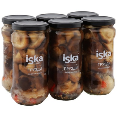 картинка Грибы ГРУЗДИ маринованные 350 гр ISKA ж/б (упаковка 6 шт) от Торговой Компании "Зима"