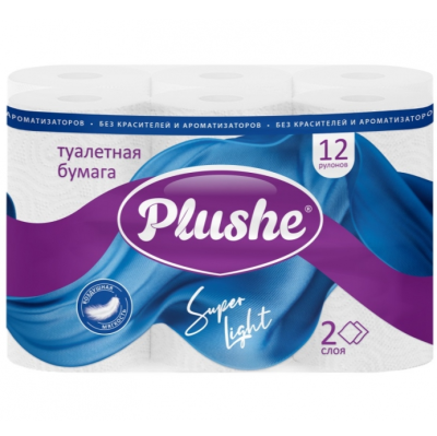 картинка Туалетная бумага "PLUSHE Super Lihgt" белая 2-сл.(4шт/12 уп)  от Торговой Компании "Зима"