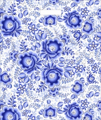 картинка Пакет с выруб.ручкой 38х45-60 мкм "Мотив гжель "ламинат 500 шт от Торговой Компании "Зима"