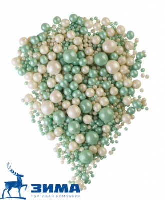 картинка ДРАЖЕ ЗЕРНОВОЕ взорванные зерна риса в цветной  глазури ЖЕМЧУГ изумруд,серебро(уп1,5 кг)# 194 от Торговой Компании "Зима"