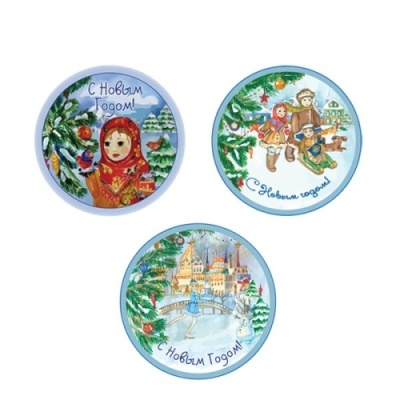 картинка Вафельные пластины 14820 Новогодние Ретро стиль 21 см (12 шт)  от Торговой Компании "Зима"