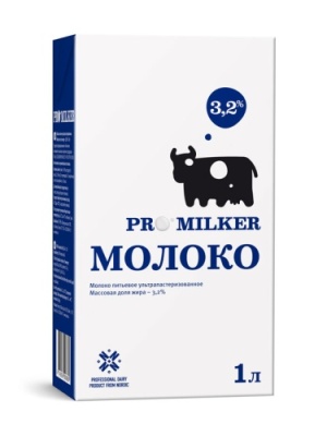 картинка Молоко "Промилкер" ультрапаст. ж.3,2%, 1 л. 1*12. ГОСТ.Россия. от Торговой Компании "Зима"