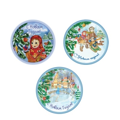 картинка Вафельные пластины 14822 Новогодние Ретро стиль 14,5 см (27 шт)  от Торговой Компании "Зима"