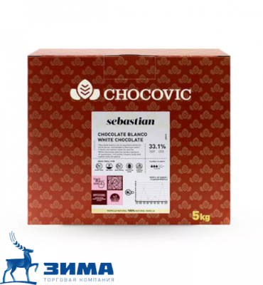 картинка Шоколад Chocovic белый Sebastian. 33,1 % какао (коробка 5 кг) диски CHW-S4CHVC-94B от Торговой Компании "Зима"