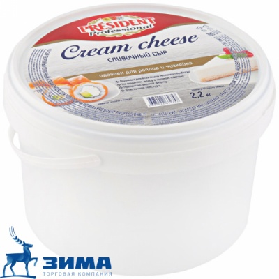 картинка Сыр творожный CREAM CHEESE PRESIDENT (ведро 2.2 кг) от Торговой Компании "Зима"