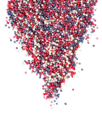 картинка Драже сахарное БИСЕР ЦВЕТНОЙ сиреневый,красный,розовый,серебро (пакет 1 кг) # 431 от Торговой Компании "Зима"