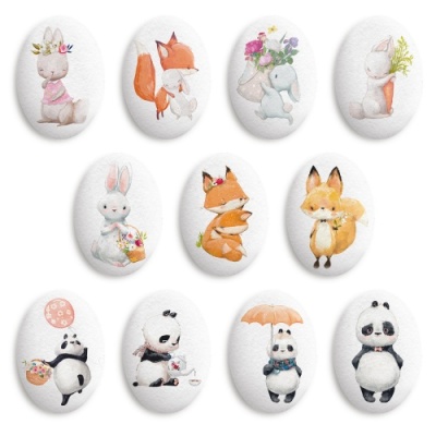 картинка Сахарные фигурки МЕДАЛЬОНЫ ЛИСИЧКИ/ЗАЙЧИКИ/ПАНДЫ 35х25мм, 63 шт tp77886 от Торговой Компании "Зима"