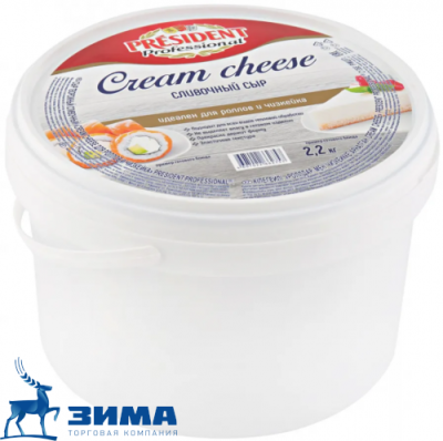 картинка Сыр творожный CREAM CHEESE PRESIDENT (ведро 2.2 кг) ЧЗ от Торговой Компании "Зима"