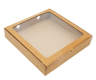 картинка Коробка пирог 280х280*70 с окном крафт (1 шт)  от Торговой Компании "Зима"