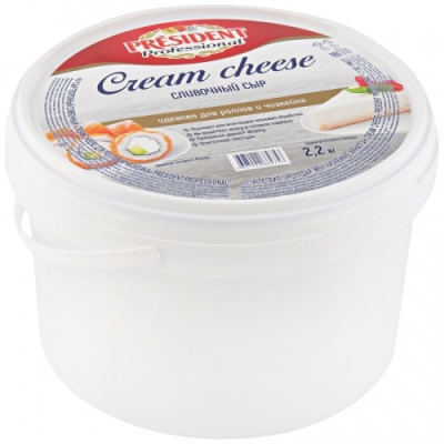 картинка Сыр творожный CREAM CHEESE PRESIDENT (ведро 2.2 кг) от Торговой Компании "Зима"