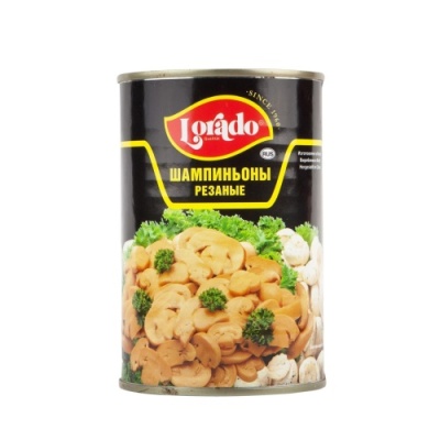 картинка Шампиньоны резаные 425 мл Lorado (упаковка 12 шт) от Торговой Компании "Зима"