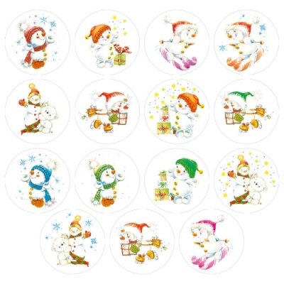 картинка Картинки вафельные НОВЫЙ ГОД-СНЕГОВИКИ ЗАБАВ.  d145 мм, 30 шт tp60345 от Торговой Компании "Зима"