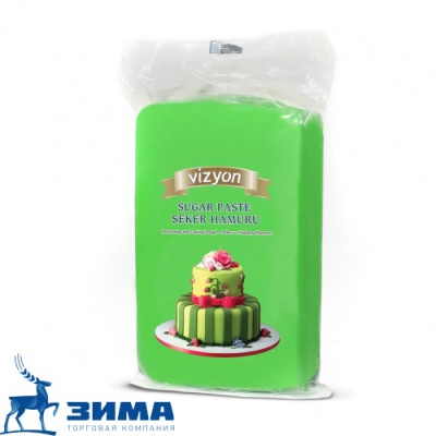картинка Мастика Сахарное тесто зеленая "Визьен" (уп. 1 кг) от Торговой Компании "Зима"