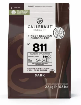 картинка Шоколад Callebaut темный 54,5% Каллеты 2,5 кг 811-RT-U71 от Торговой Компании "Зима"