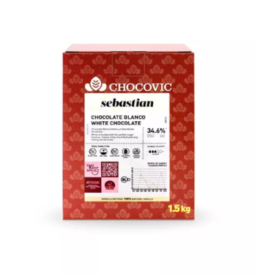 картинка Шоколад Chocovic белый Sebastian. 34,6 % какао (коробка 1,5 кг) диски CHW-S4CHVC-69B от Торговой Компании "Зима"