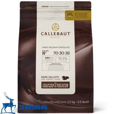 картинка Шоколад Callebaut горький какао 70.5% Каллеты 2,5 кг 70-30-38-RT-U71 от Торговой Компании "Зима"