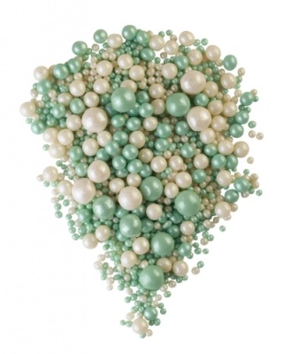 картинка ДРАЖЕ ЗЕРНОВОЕ взорванные зерна риса в цветной  глазури ЖЕМЧУГ изумруд,серебро(уп1,5 кг)# 194 от Торговой Компании "Зима"