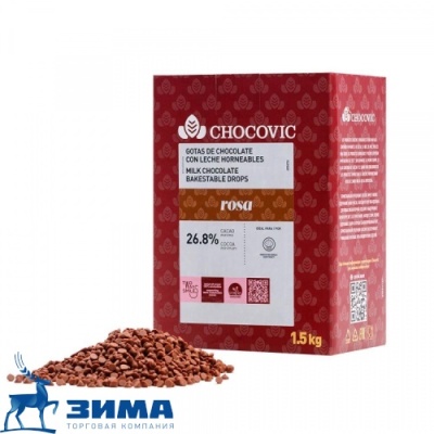 картинка Шоколад Chocovic Rosa Молочная шоколадная масса Дропсы 18500CT/KG 1,5 кг/шт CHM-DR-852CHCV-69B       от Торговой Компании "Зима"