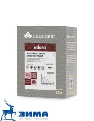 картинка Глазурь Chocovic темная твердая лауриновая Adora. (коробка 1,5 кг) ISD-Q1CHVC-69B от Торговой Компании "Зима"