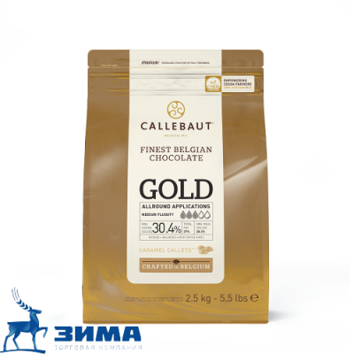 картинка Шоколад Callebaut белый с карамелью Каллеты 2,5 кг/шт CHK-R30GOLD-2B-U75 от Торговой Компании "Зима"