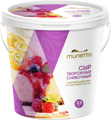 картинка Сыр "Милетто" творожный 62% (ведро 3,3 кг) M103 ЧЗ от Торговой Компании "Зима"